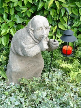Tom, one of three monk statues for the garden called Sneaks